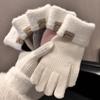 Knit Gloves for Women Winter Warm Fingerless Touchscreen Gloves Cute Cycling Cold Weather Half Finger Anti Slip Riding Gloves
