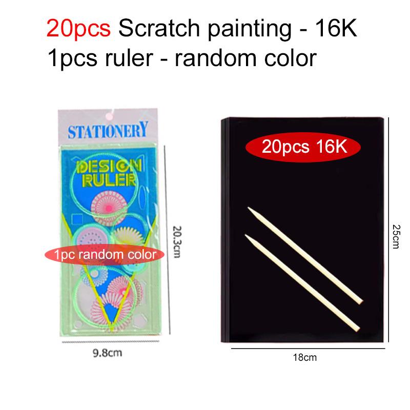 10/20/50pcs Colorful Scratch Paper Children Drawing Toys Drawing Template Ruler DIY Painting Toy For Kids Birthday Gifts TMZ