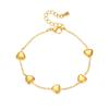 Gold Plated Multi Heart Charm Bracelet, Dainty Puffed Heart Link Chain, Minimalist Love Jewelry for Women Gift
