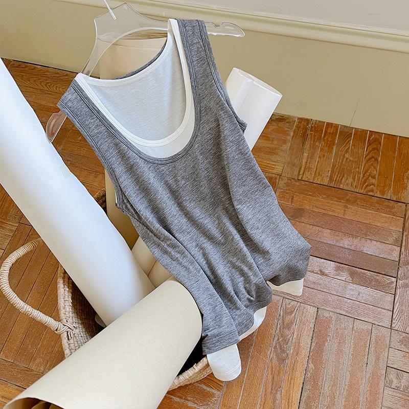 

Тенсел Шерсть Цветовой блок Майка на тонких бретелях с U-образным вырезом, прилегающая - Мягкая, приятная к коже и удобная. M