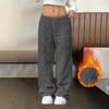 Women's Fashionable Loose-Fit Trousers Sporty Fleece-Lined Solid-Colour Long Trousers