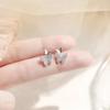 Simple Earrings 925 Sterling Silver Double Butterfly Earrings Shiny Zircon Double Bow Allergenic Pendientes Needle Fine Jewelry