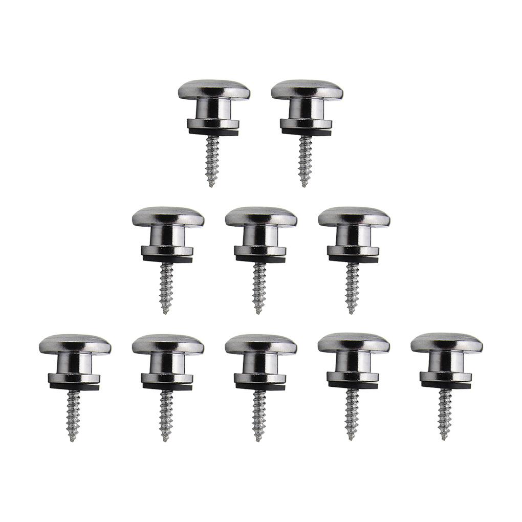 

FLEOR 10PCS Mushroom Head Guitar Straplocks Strap Locks Tail Nail Buttons Chrome /Black/Gold