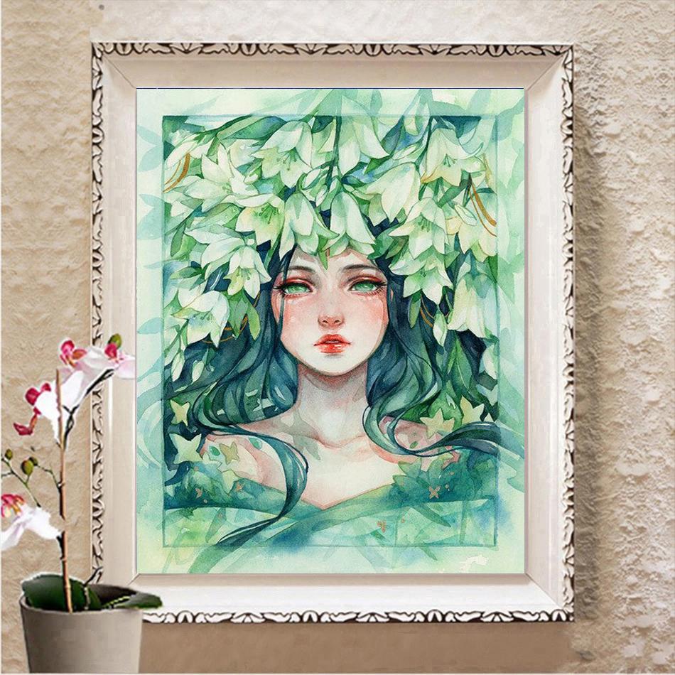 5D-Diamantgemälde zum Selbermachen, Fantasie-Mädchen, voller Bohrer, quadratisch, rund, Strass-Set, Diamant-Stickerei, grüne Elfen, Heimdekoration