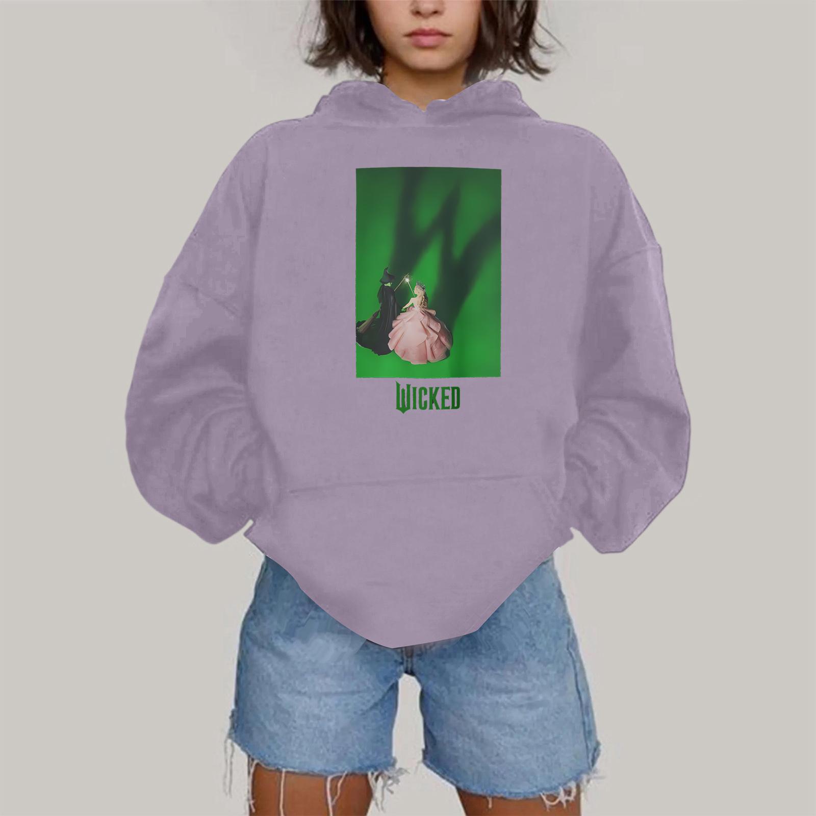 

Женская модная повседневная толстовка с капюшоном, длинным рукавом и принтом L фиолетовый