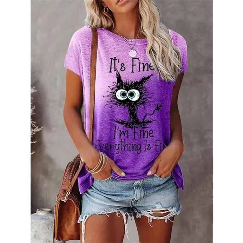 3D Print T-shirts Women Streetwear Summer Cartoon Cats Fine Casual Fashion Short Sleeve T Shirt O-neck Tees Tops Clothing