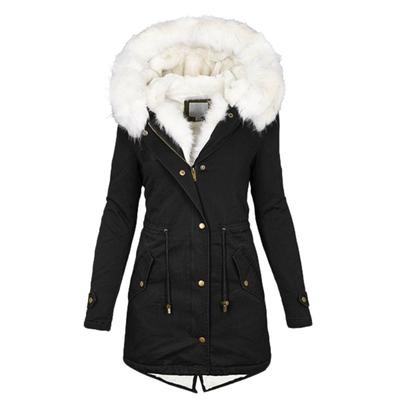 Women's Warm Hooded Thick Padded Outerwear Big Collar Jackets