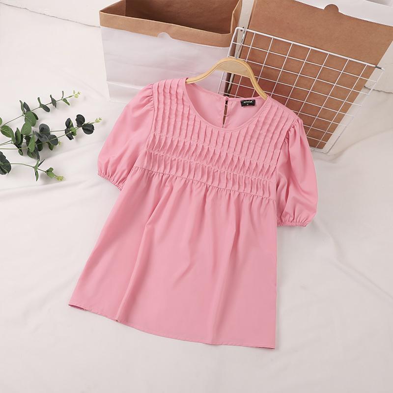 

VONDA Женские летние блузки с круглым вырезом и коротким рукавом в полоску S розовый