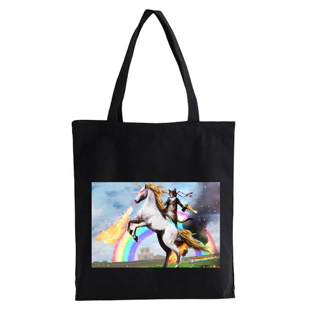 Dabbing Unicorn Panda anime Nákupní taška Dospívající studenti opakovaně použitelná plátěná taška taška na kabelku Dámská taška přes rameno Bolsas