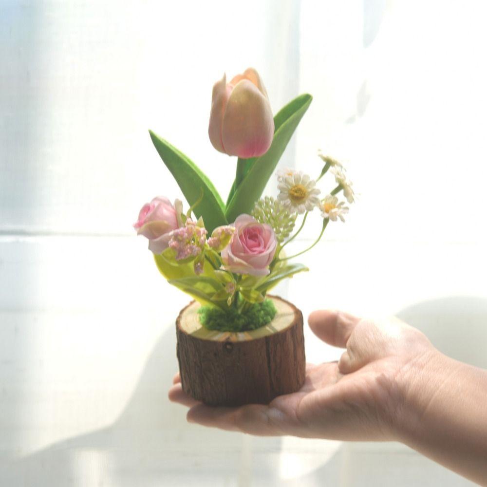 Fake Flowers Artificial Tulip Potted Green Plants Simulation Flower  Valentine's Day