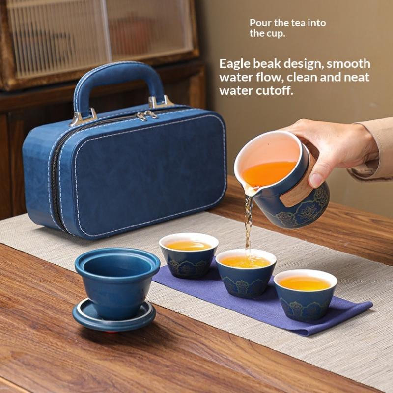 Travel Tea Pot Set Outdoor Portable Ceramic Quick Guest Tea Set Office Teapot And Cup Set Light Luxury Friend Best Gifts