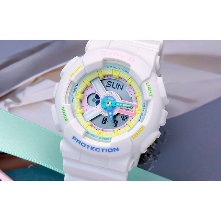 Casio Baby-G Waterproof Sports Ice Cream Macaron Decorative Style Color Trend Fashion Quartz Movement Resin Strap Watch Women watches Pink BA-110TM-7A