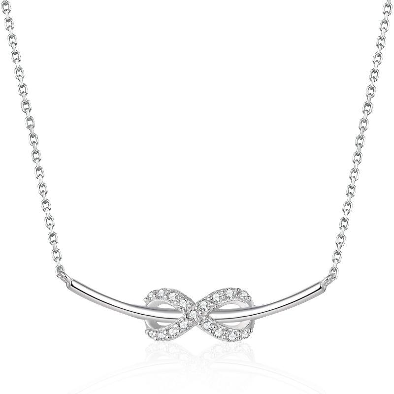 Accessories New 925 Sterling Silver Love Infinite Necklace Women's Niche Design Personalized Bow Neck Chain ins