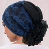 Embroidery Lace Turban Cap for Women Summer Breathable Head Wraps Bonnet