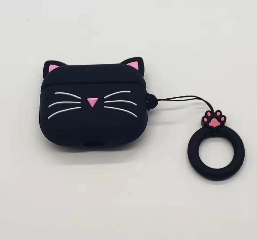 Cute 3D Black Cat Protective Shockproof Earphone Silicone Cover For Airpods Pro 2 Case/Airpods Pro/1/2/3 Case Funda Men Kids