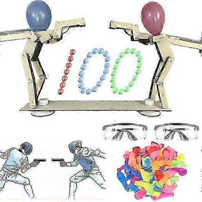 Burattini di Legno Fatti a Mano Sparatutto Gioco dei Palloncini - Headshot WoodBots, Nuovo Gioco da Tavolo Strategico Whack A Balloon 2025 per Divertimento e Battaglia alla Festa