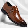 Fashion New Men's Designer Pointed Brown Leather Shoes Gentleman Monk Strap Loafers Business Wedding Dress Homecoming Footwear