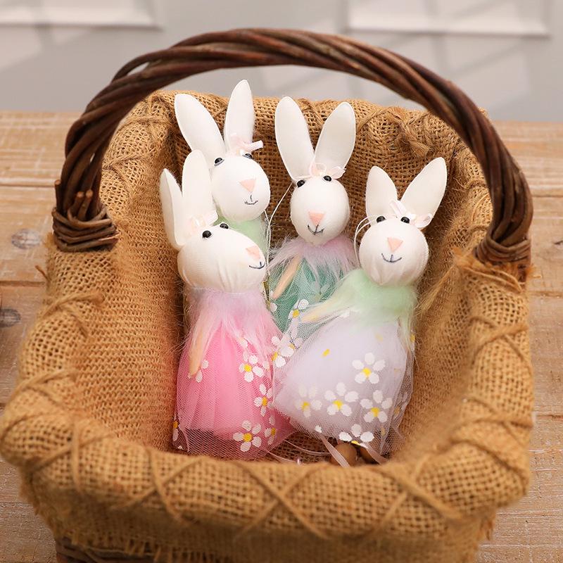 Easter Bunny Fabric Hanging Ornament for DIY Scene Arrangement and Decoration