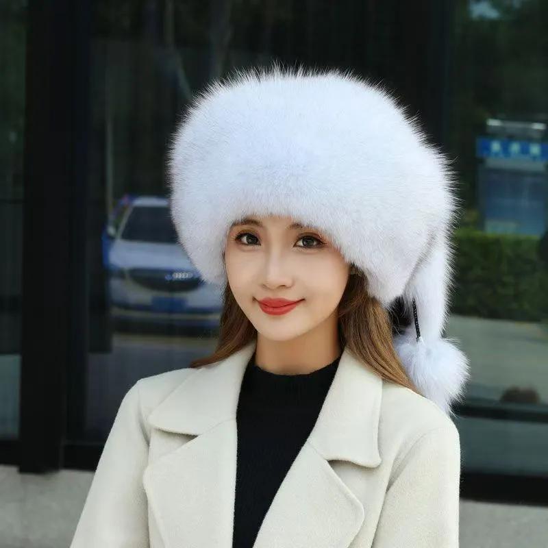WTEMPO Furry Balls Decor Hats Cycling Skiing Faux Fur Inner Faux Leather Hats Autumn Winter Outdoor Men's Windproof Cold-proof Warm Plush Bomber Hats