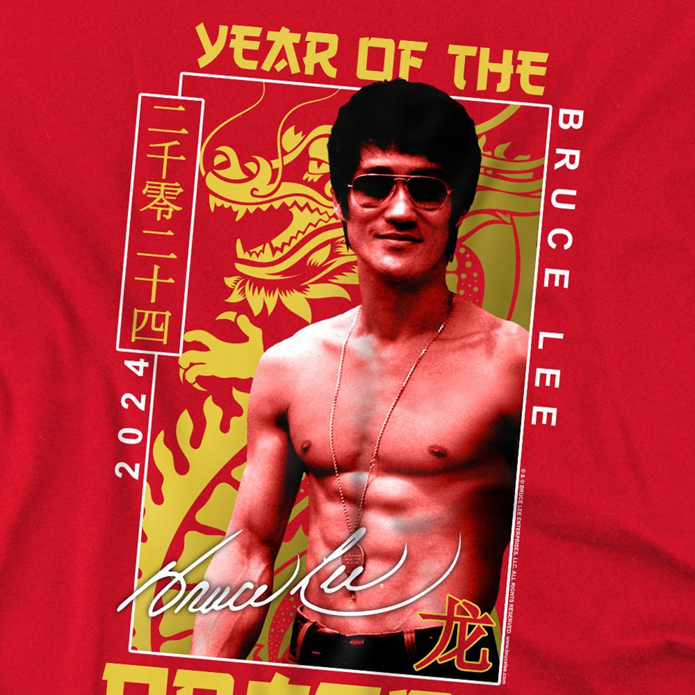 Bruce Lee Unisex Adult Framed Year of The Dragon T-Shirt