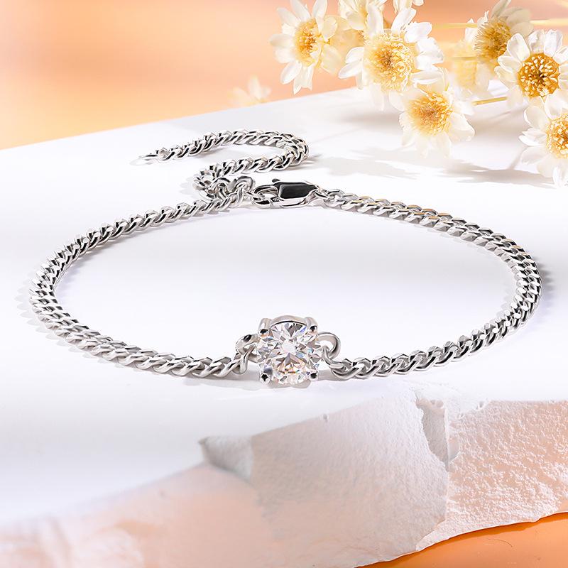 S925 Sterling Silver Moissanite Pavé Ring - Versatile Stackable Women's Design