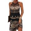 GMXIA Women's Summer Round Neck Cutout Neck Slim Sleeveless Halving Print Dress