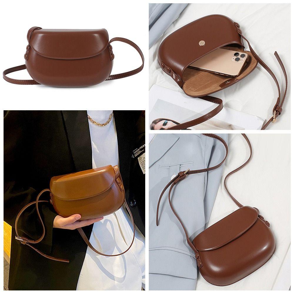 Candy Color Casual Satchel Bag Sling Bags Saddle Shoulder Bag Simple Women Crossbody Bag