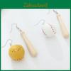 Geometric Baseball Wooden Earrings For Women Handmade Autumn Winter Jewelry