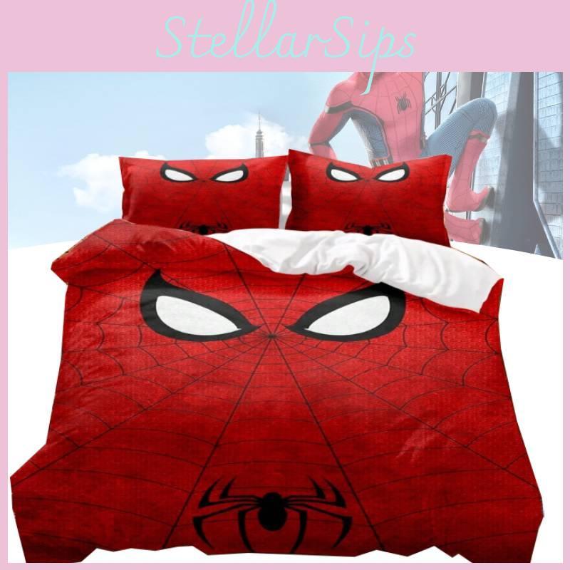 Zestaw pościeli z nadrukiem Spidermana z barwieniem reaktywnym i szczotkowaną tkaniną do dekoracji sypialni