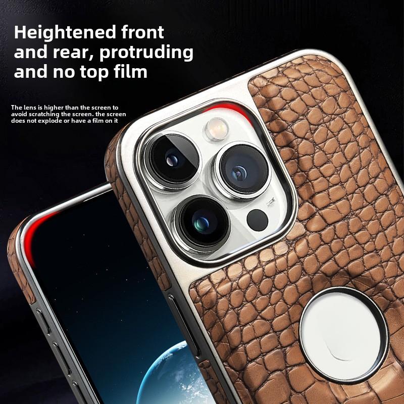 16 Pro Max Electroplat Crocodile Texture Leather Magnetic Phone Case for IPhone 14 Pro Max 13 12 15 16 Bracket Protective Cover