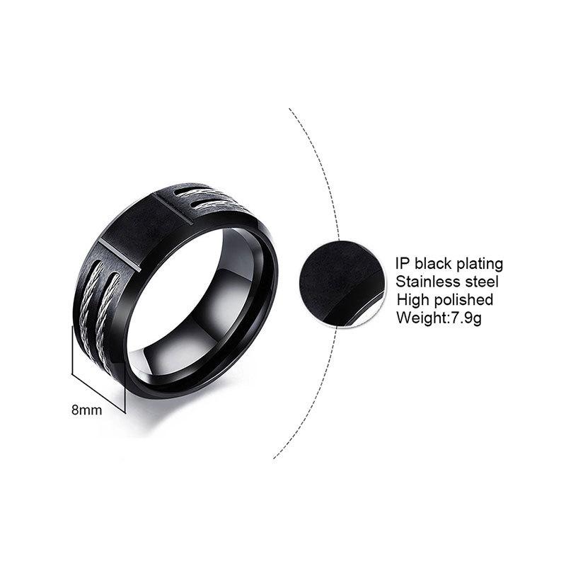 Stylish Black Mens Initial Ring, Waterproof Stainless Steel A-Z Letter Wedding Bands for Male Boys Finger Gift Jewelry
