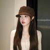Retro Suede Flat Top Equestrian Hat Autumn and Winter New Personality Women's All-match Face Showing Little Painter Hat Newsboy Hat