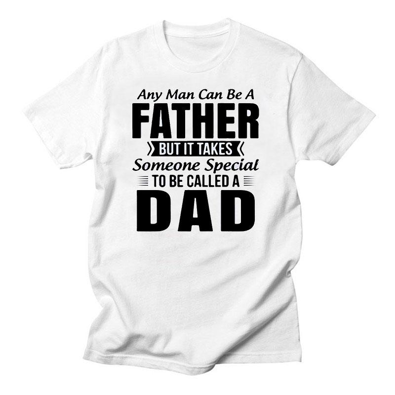 Dad Print T-shirt O-Neck Versatile Daily Breathable Vintage Oversized 100% Cotton Fashion Tops Harajuku Streetwear Short Sleeve