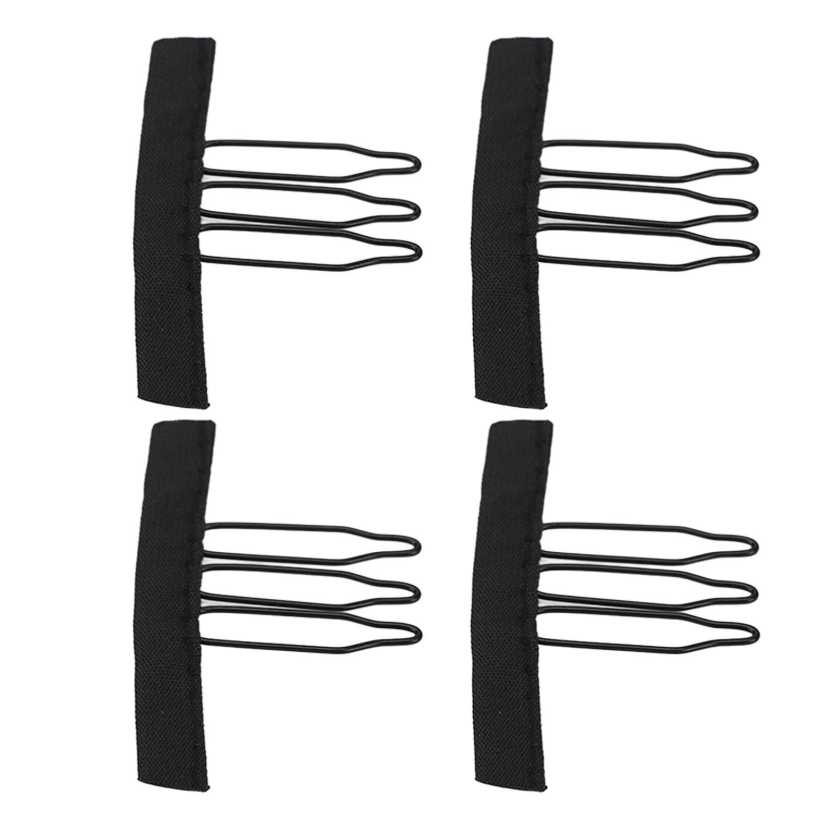 

100 шт. Зажимы для парика с 3 зубцами и закругленными краями, черная расческа для парика из нержавеющей стали, сетчатые зажимы для париков