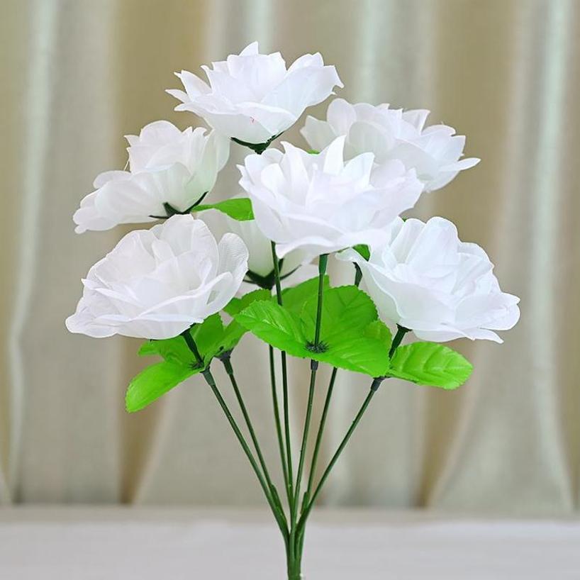 Fiori Artificiali 7 Teste Piante Rosa Chinensis Decorazioni Floreali Matrimonio Casa