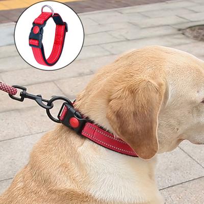 Sangle réfléchissante de longueur, fermeture à boucle, verrouillage de sécurité, anneau en D en métal, chien en Nylon rembourré réfléchissant
