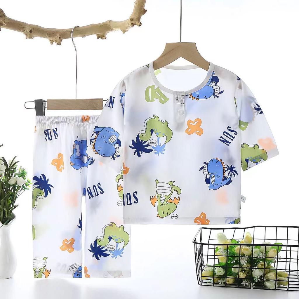 Summer Cotton Pajama Set Thin Air Conditioning Wear for Kids Baby Home Loungewear