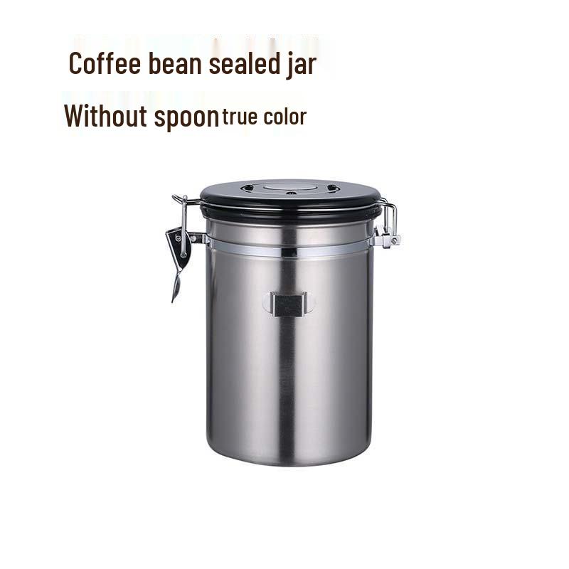 

304 Stainless Steel Airtight Coffee Canister with Date Tracker and Exhaust Valve for Freshness Brushed, No Spoon