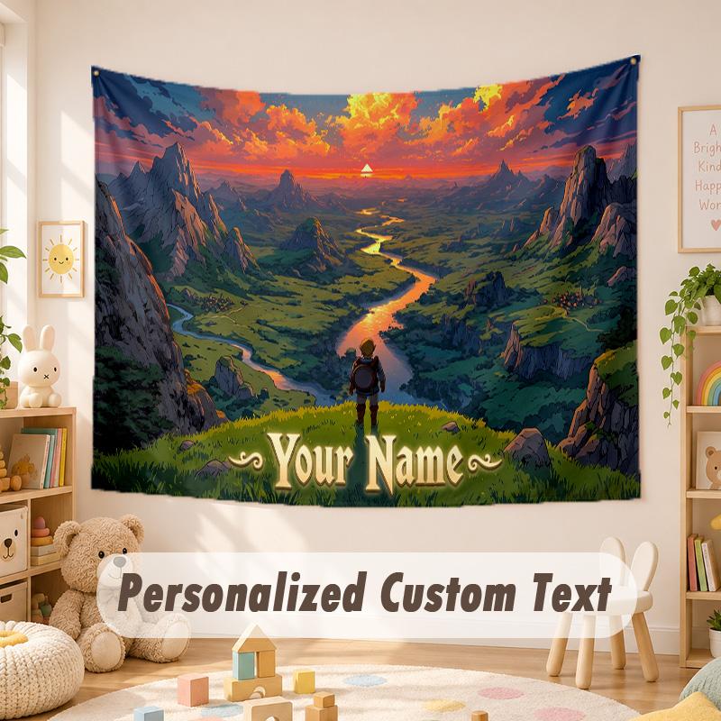 Custom Name Text Tapestry,Zelda Boho Wall Hanging, Decorative Backdrop Tapestry For Room