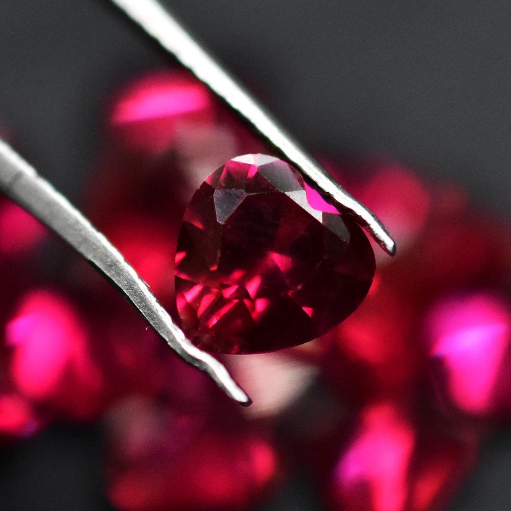 Natural Pink Ruby Loose Gemstone 15 Pcs 6x6 Mm Heart Cut Lot Vintage for Jewelry Making and Crafts