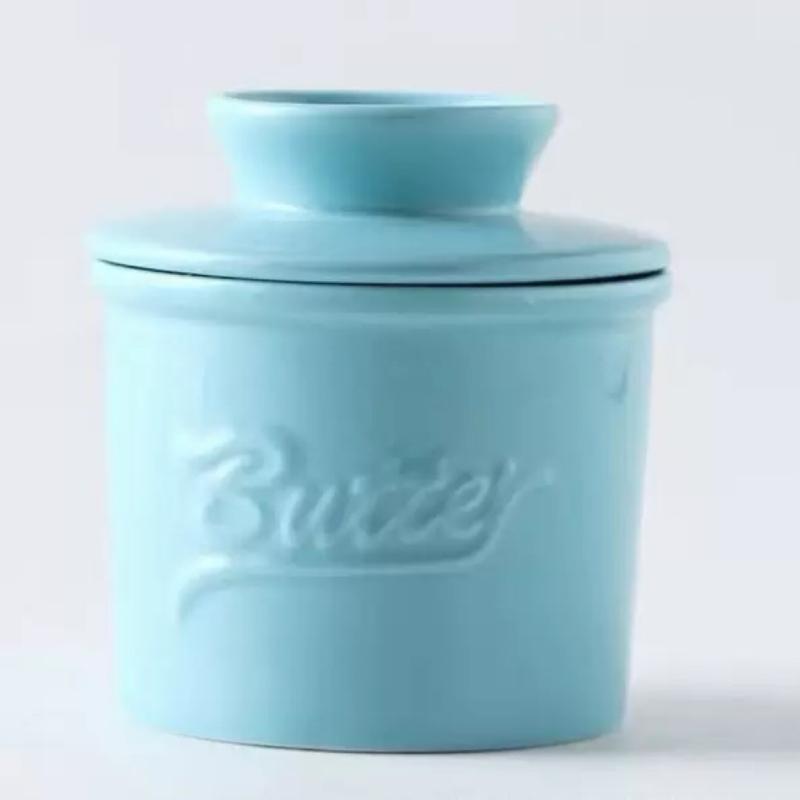 Ceramic butter tank, fresh-keeping butter storage box with lid, kitchen household butter fresh-keeping container