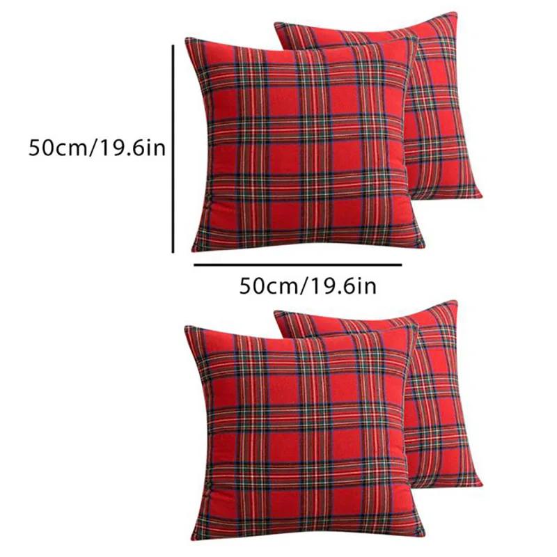 Christmas Pillow Cases Scottish Tartan Plaid Cushion Covers Bed Sofa Pad Party Decor Throw Pillow Cover Holiday Decors 45/50cm