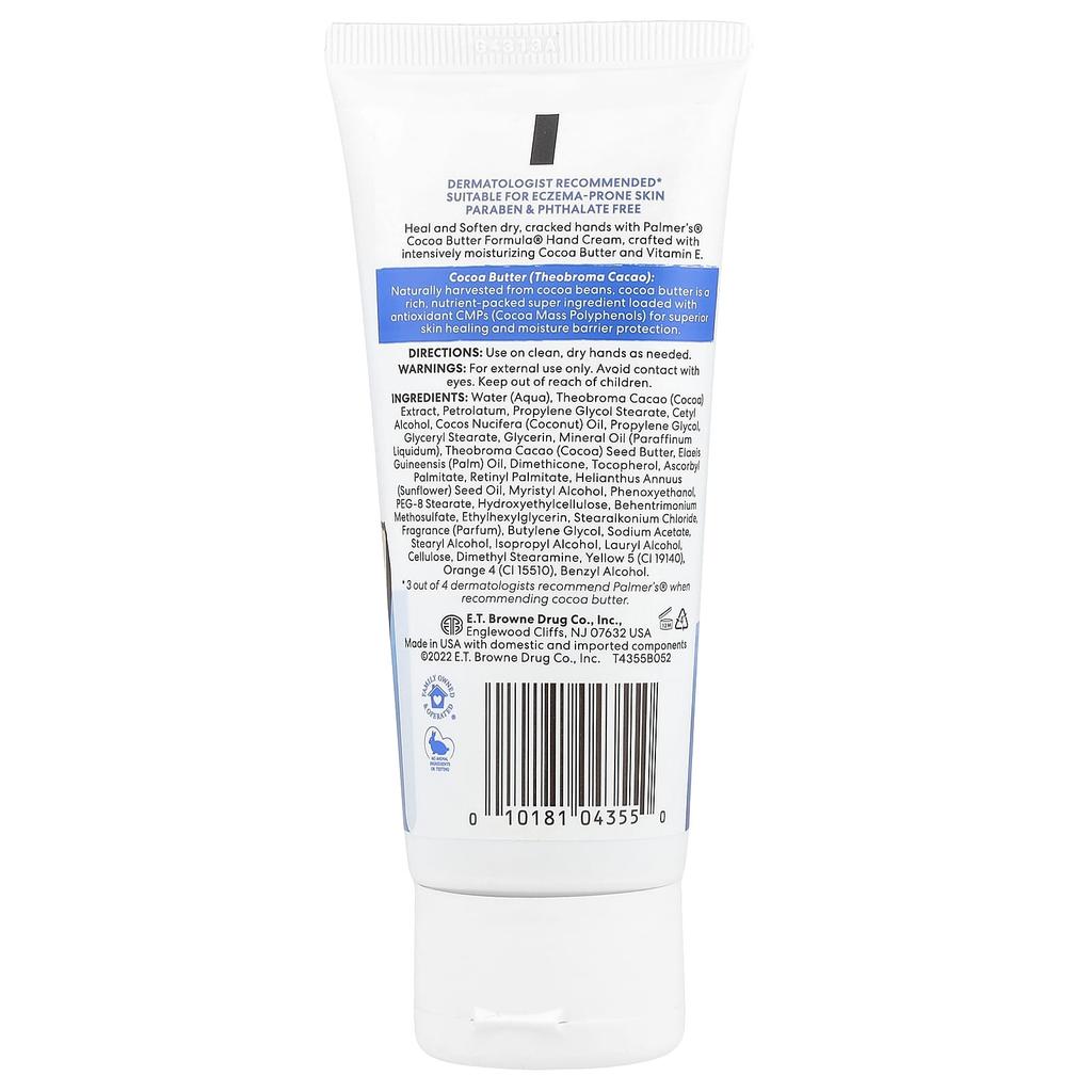 Palmer's Cocoa Butter Formula with Vitamin E, Hand Care & Moisturizing Hand Cream, 96G(3.4Oz)
