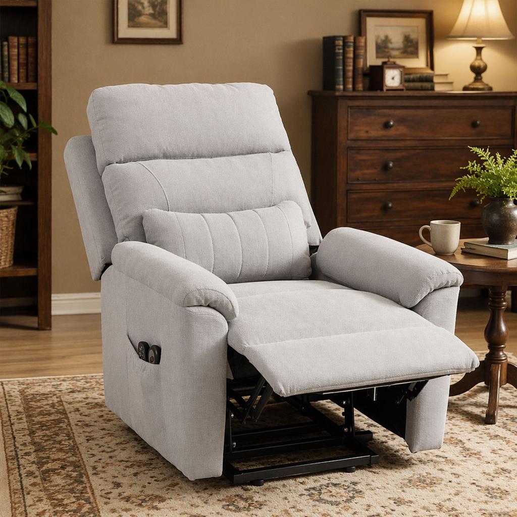 Power Lift Recliner Chair with Vibration Massage, Heat, Light Grey