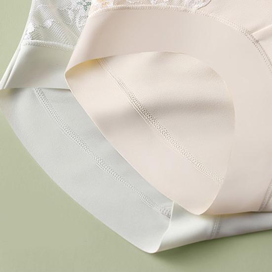 Women's High Waisted Underwear Ladies Sexy Lace Ice Silk Panties Full Coverage Breathable Soft Stretch Briefs