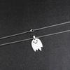 Sad Ghost Pendant Necklace for Women Men Stainless Steel Jewelry Halloween Child's Gift