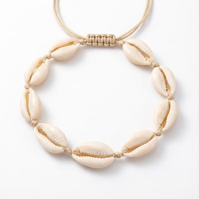 Bohemia Imitation Cowrie Shell Bracelet for Women Handmade Adjustable White Woven Rope Anklet Summer Beach Vacation Jewelry Gift