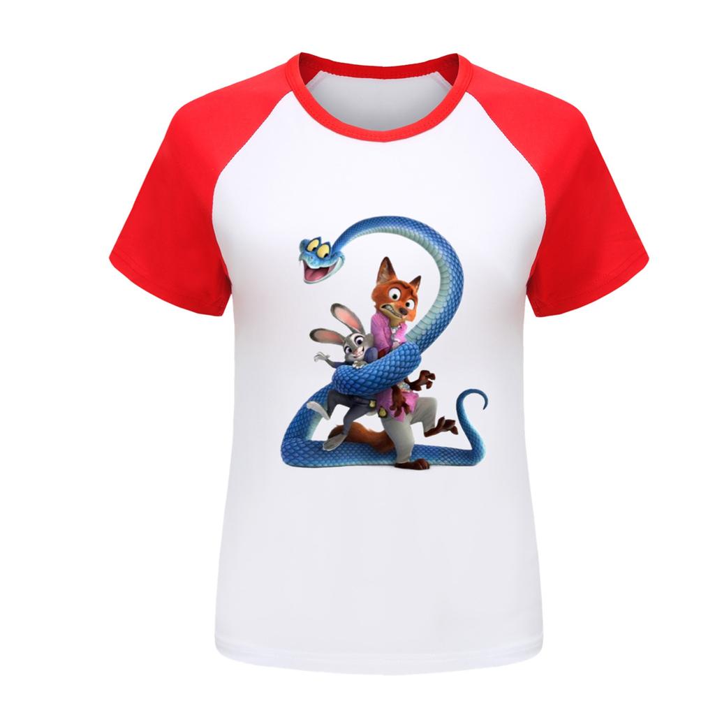 Fashionable Round Neck Short Sleeve Work Clothes Printed Tops For KID Summer Tops