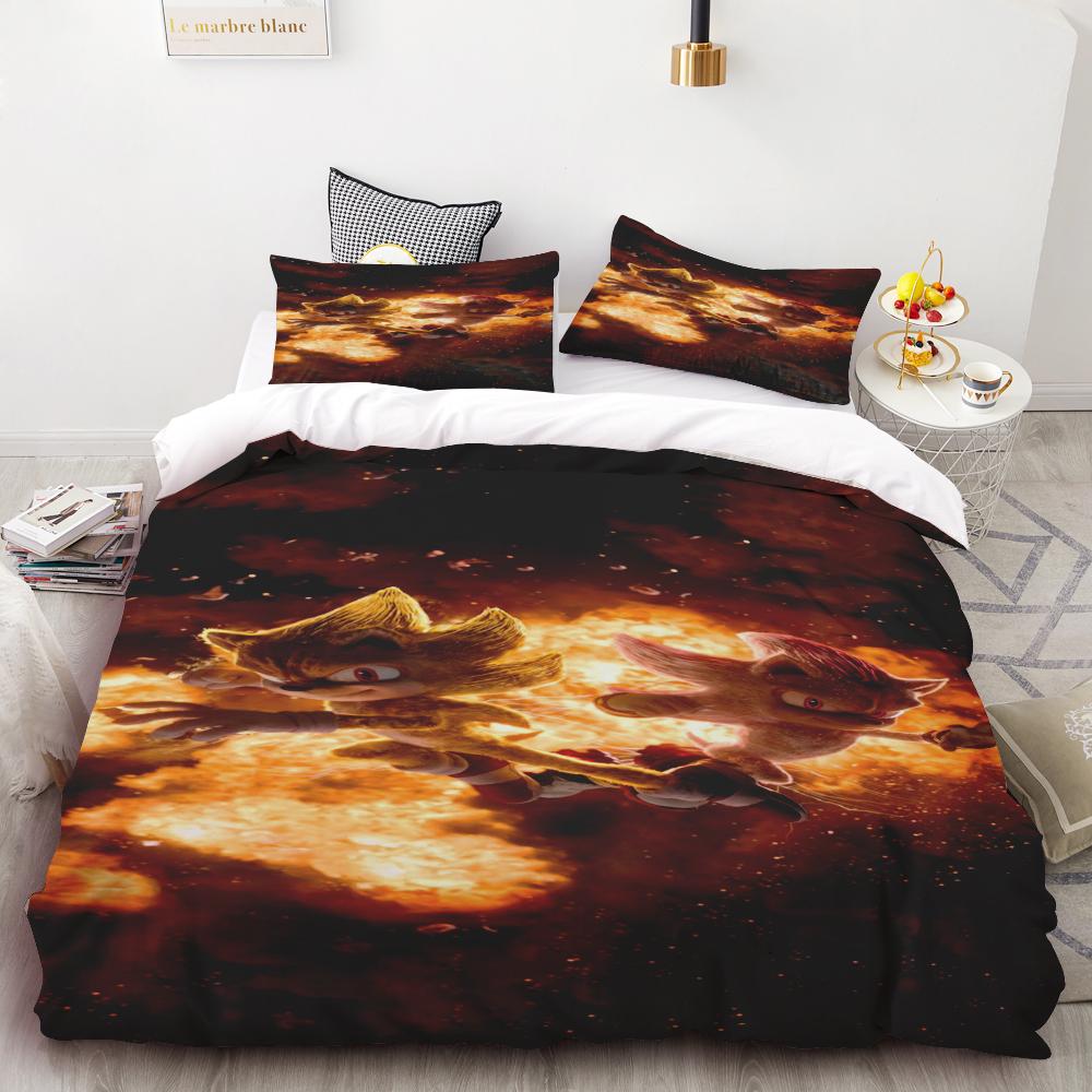 Teens Duvet Cover Sonic Hedgehog Cartoon Bedding Set Quilt Cover Set Twin Full Queen Comforter Cover Bedroom