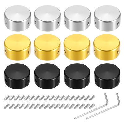 Uxcell 12 pièces Capuchons de Pédale au Pied Boutons de Pédale de Guitare Couvercles Supérieurs de Pédale au Pied en Métal Multicolores pour Boutons de Pédale d'Effet de Guitare Argent et 3/8"